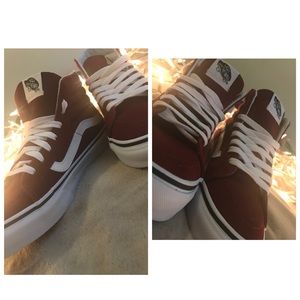 Maroon high top vans